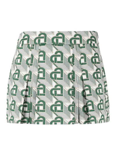 Shop Casablanca Monogram Mini Skirt In Green