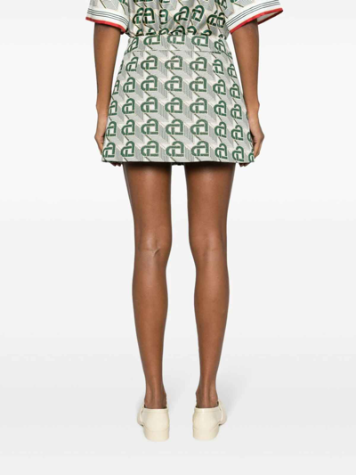 Shop Casablanca Monogram Mini Skirt In Green