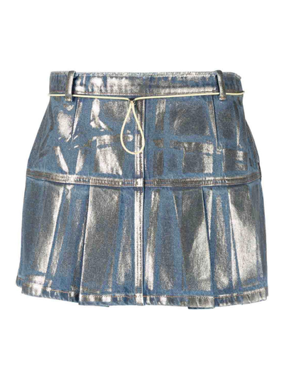 Shop Cormio Low-waisted Mini Skirt In Silver