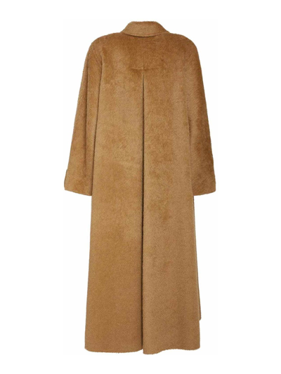 Max Mara Caronte Camel Double Breasted Long Coat In Camel
