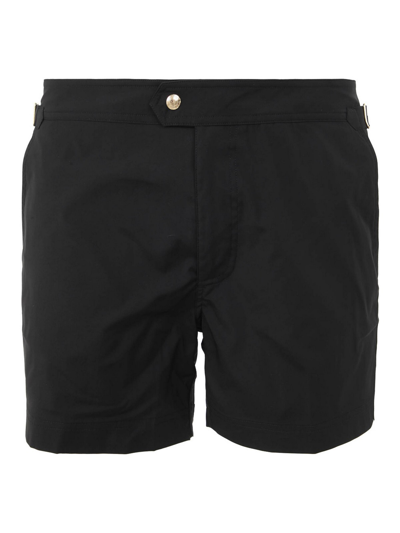 Shop Tom Ford Compact Poplin Swim Short In Negro