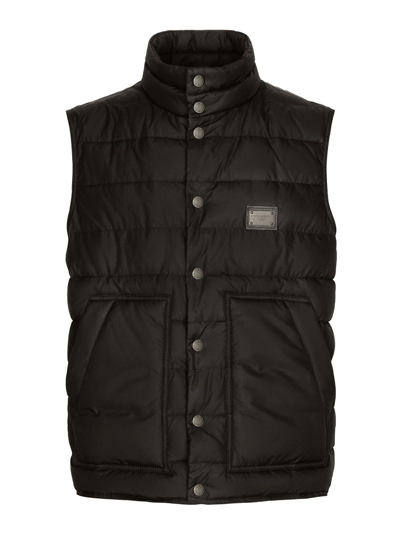 Dolce & Gabbana Black Padded Vest Jacket In Black