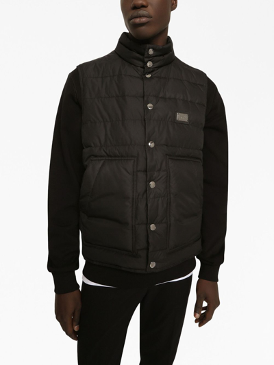 Dolce & Gabbana Black Padded Vest Jacket In Black