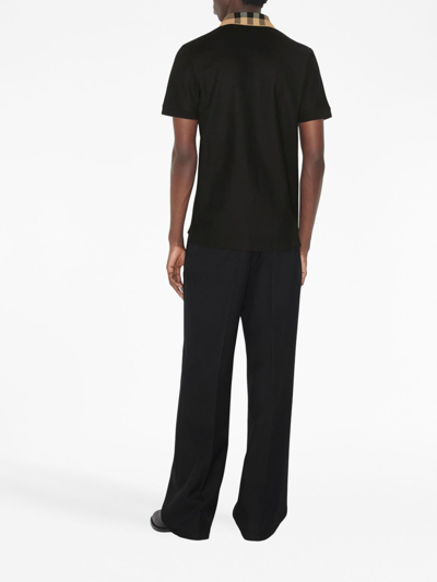 Burberry Cody Polo Shirt With Check Collar In Blue