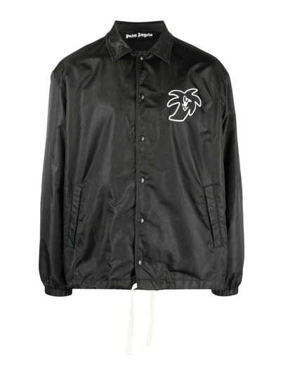 Shop Palm Angels Printed Coach Jacket In Black