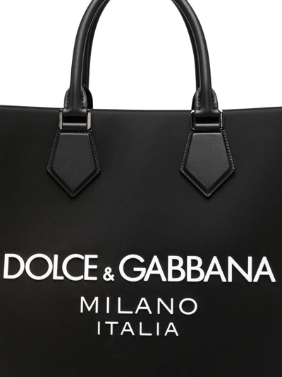 Shop Dolce & Gabbana Logo Nylon Tote Bag In Black