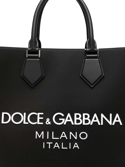 Dolce & Gabbana Large Rubberized Logo Top Handle Bag In Black