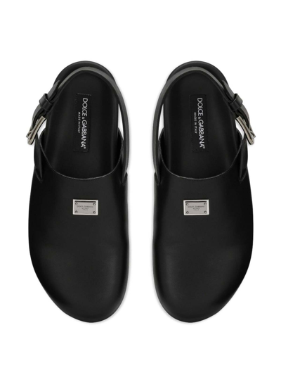 Shop Dolce & Gabbana Leather Sandals In Black