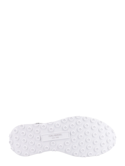 Thom Browne Flannel Sneakers With Iconic Tricolor Detail In Grey