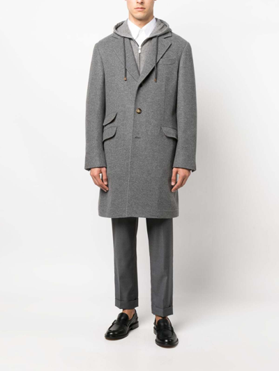 Shop Brunello Cucinelli Coat In Grey