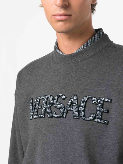 Shop Versace ` Embroidery` Sweatshirt In Grey