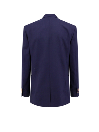 Balmain Double-breasted Virgin-wool Blazer In Blue