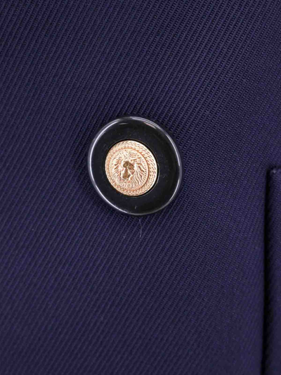 Balmain Double-breasted Virgin-wool Blazer In Blue