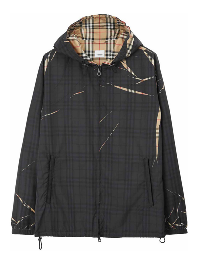 Shop Burberry `hackney` `check` Padded Jacket In Black