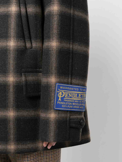 Maison Margiela Check-pattern Wool Coat In Black