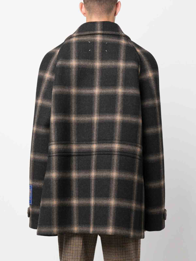 Maison Margiela Check-pattern Wool Coat In Black