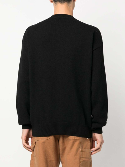 Shop Palm Angels `sketchy` Intarsia Sweater In Negro