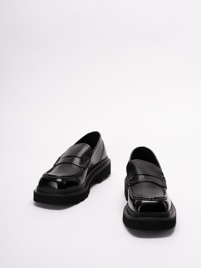 Shop Dolce & Gabbana Penny-slot Loafers Black Chunky In Negro