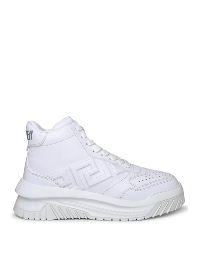 Shop Versace Greek High Sneaker In Blanco