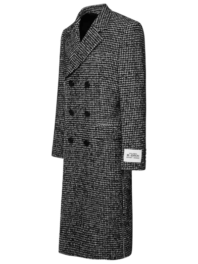Dolce & Gabbana Re Edition Coat In Houndstooth Wool In Black