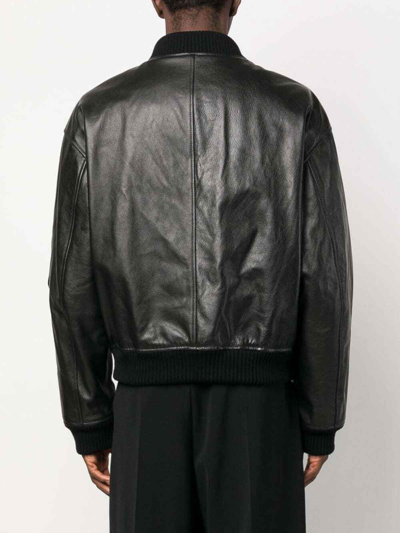 Shop Dolce & Gabbana Leather Zip-up Bomber Jacket In Beige