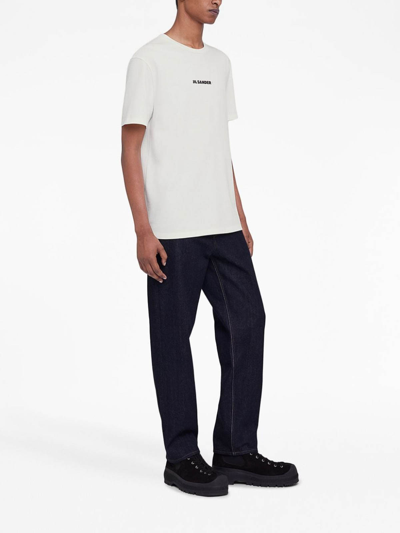 Shop Jil Sander Contrast-stitching Jeans Navy Blue Stitching In Azul