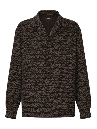 Shop Dolce & Gabbana Logo-printed Shirt Jacket In Black