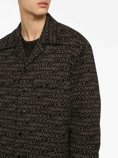 Shop Dolce & Gabbana Logo-printed Shirt Jacket In Black