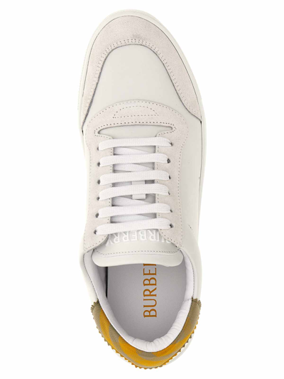 Shop Burberry Check Sneakers In White