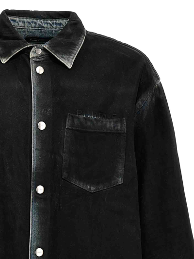 Shop Purple Brand Smeared Effect Overshirt In Negro
