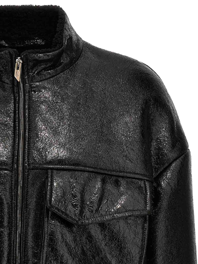 Shop Salvatore Santoro Cracl Leather Jacket In Black