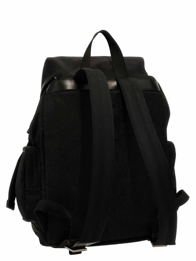 Shop Versace Neo Nylon Jacquard Backpack In Black