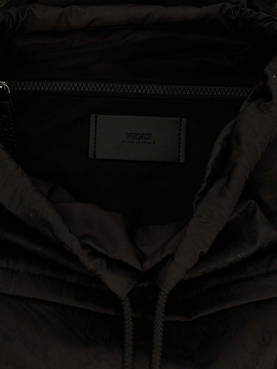 Shop Versace Neo Nylon Jacquard Backpack In Black