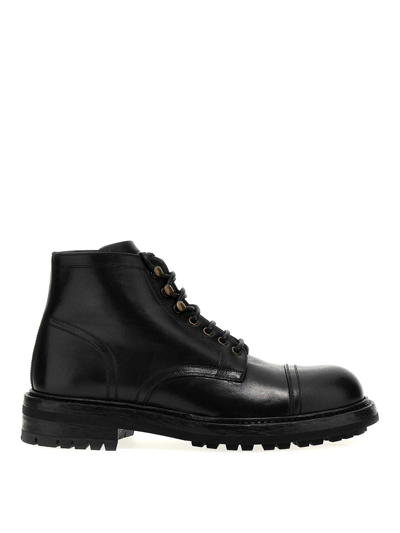 Shop Dolce & Gabbana Leather Ankle Boots In Negro