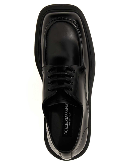 Dolce & Gabbana Square-toe Leather Derby Shoes In Nero