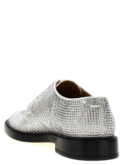 Maison Margiela Lace-up Shoes With Embellished Design And Textured Finish In Plata