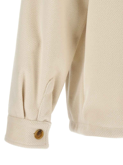 Gcds Logo Embroidery Jacket With Chest Pocket In Neutral