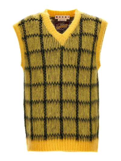 Shop Marni Brushed Check Fuzzy Wuzzy Vest In Amarillo