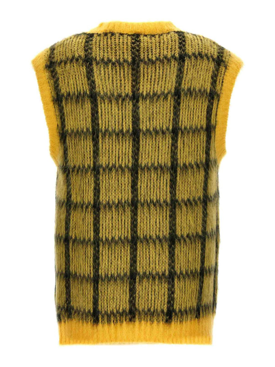 Shop Marni Brushed Check Fuzzy Wuzzy Vest In Amarillo