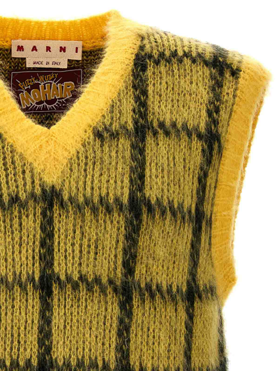 Marni Check Mohair-blend Vest In Amarillo