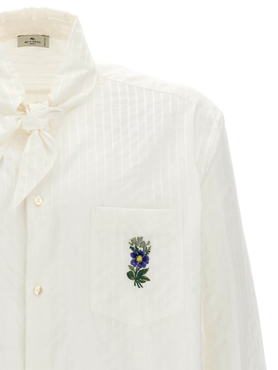 Shop Etro Floral Embroidery Shirt In Grey