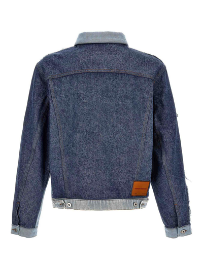 Shop Heron Preston Patchwork Denim Jacket In Azul Claro