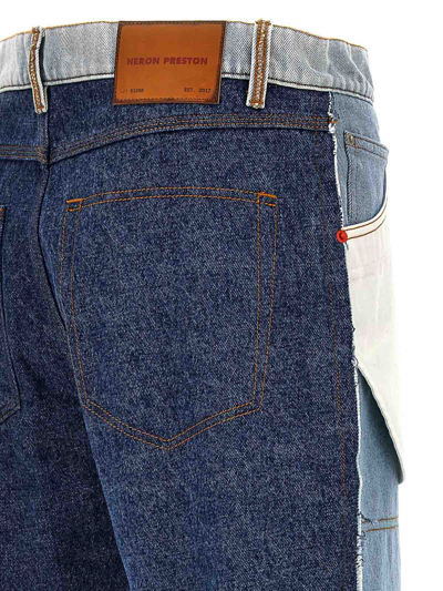 Shop Heron Preston Washed Insideout Carpenter Jeans In Azul Claro