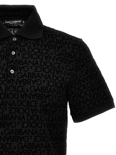 Shop Dolce & Gabbana All Over Logo Polo Shirt In Black
