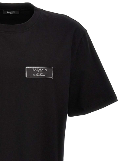 Shop Balmain Logo Patch T-shirt In Black