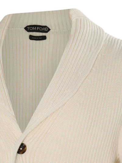 Shop Tom Ford White Virgin Wool-silk Blend Cardigan
