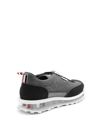 Shop Thom Browne Med Grey Wool Tech Runner Sneakers
