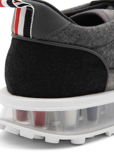Shop Thom Browne Med Grey Wool Tech Runner Sneakers