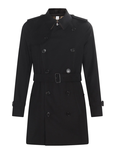 Shop Burberry Black Cotton Wimbledon Trench Coat