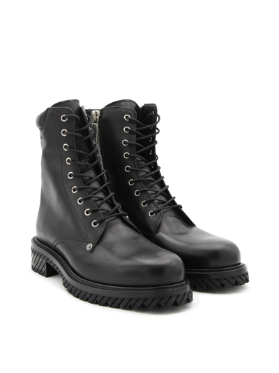 Shop Off-white Black Leather Diag Boots